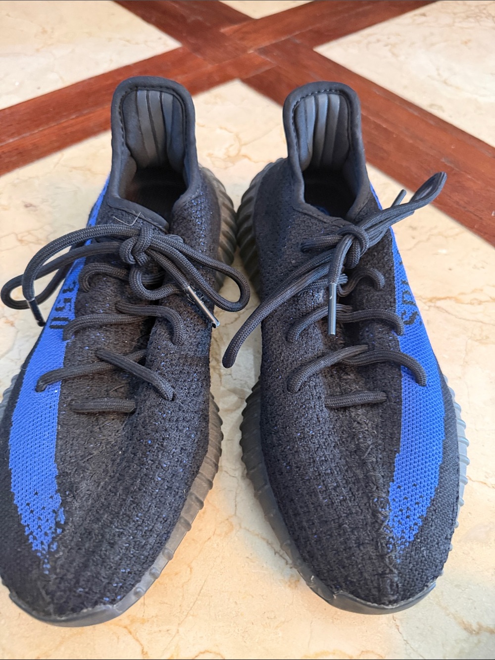 Men' Black and Blue Yeezy Athletic Sneakers